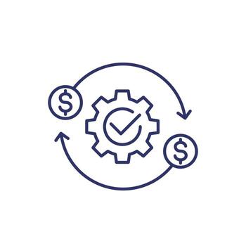 costs optimization and production efficiency icon line vector